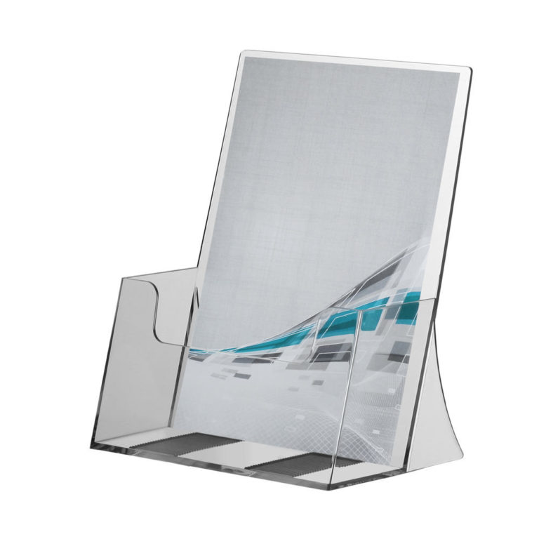 2 Porte-brochures A5 En Acrylique Transparent - Avec Porte-cartes Visite, Pour Menu, Restaurant, Bureau