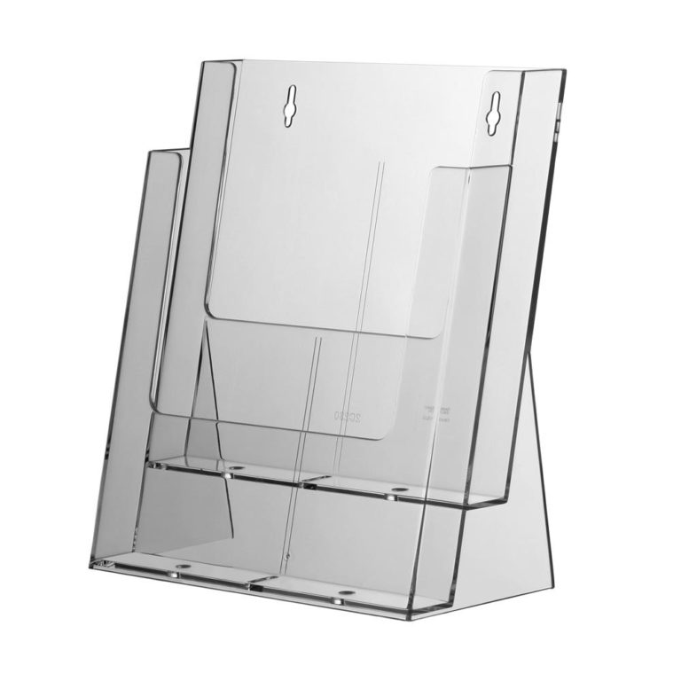 CYEER Lot de 10 présentoirs A4 inclinés DIN A4 - Présentoir de table A4 en acrylique - Présentoir publicitaire A4 - Avec paroi arrière biseautée pour photos, restaurant, café, bureau
